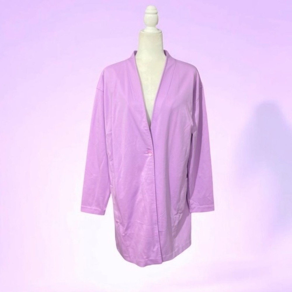Pastel Cardigan Blazer Jacket Stretch Sz Large Isaac Mizrahi Elements Classic